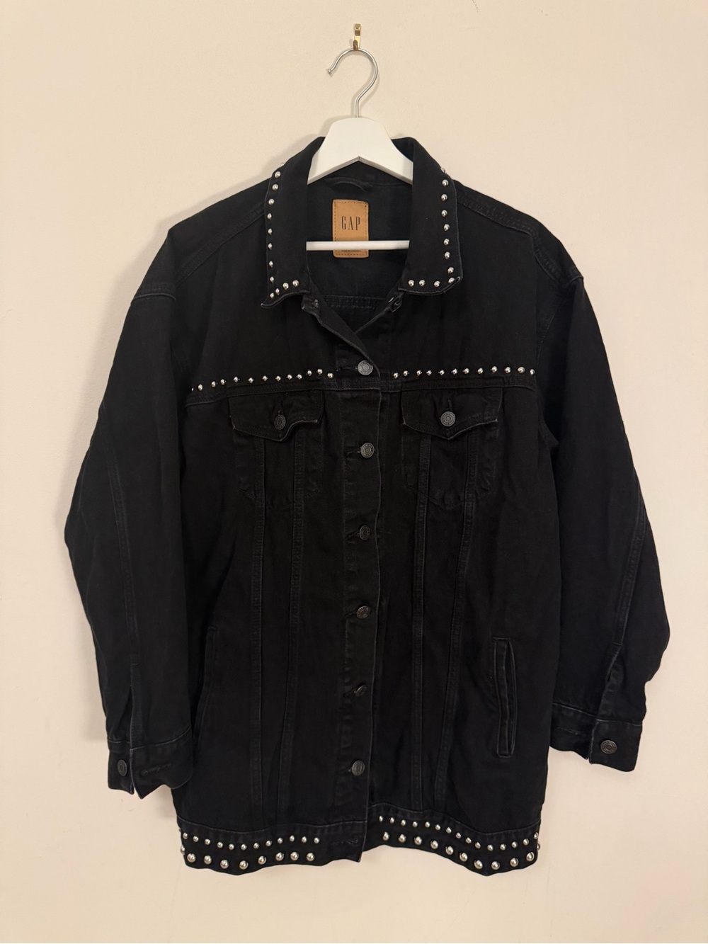 Gap Black Oversized Studded Denim Jacket Size M